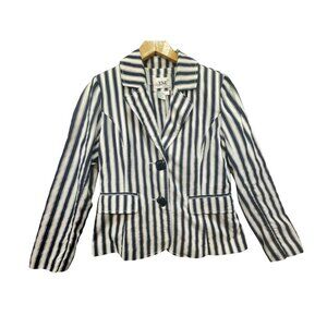Live A Little Womens Two-Button Blazer Jacket Size S Navy White Striped Business